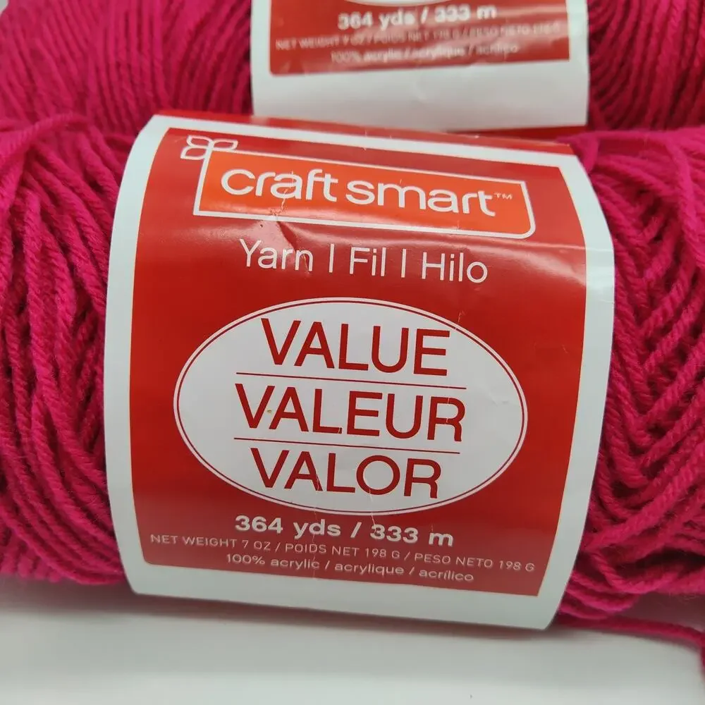 3X Craftsmart Value Yarn, Acrylic 7 oz 1 Full 2 @ 80% Fuchsia - Picture 2 of 5